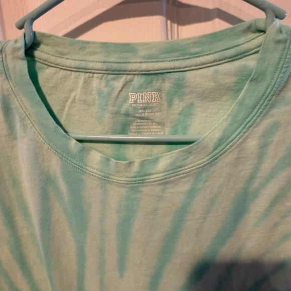 Victoria’s Secret PINK Aqua Tie-Dye Gender Free Shirt Line SZ M/L Oversized - Picture 2 of 3